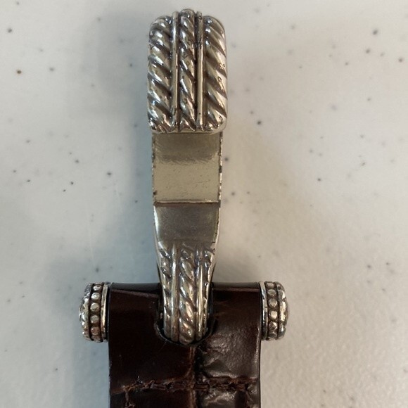 Brighton Patent Moc Croc Leather Embossed Chain Belt Oval Silver Hook Buckle - Picture 12 of 15